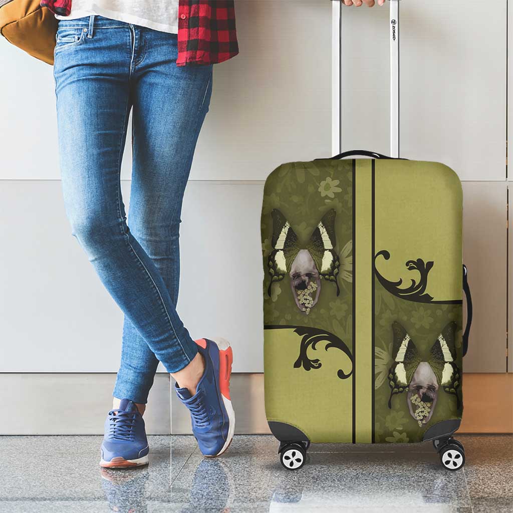 Western Gothic Yoke Luggage Cover Retro Butterfly With Daisy Garden - Wonder Print Shop