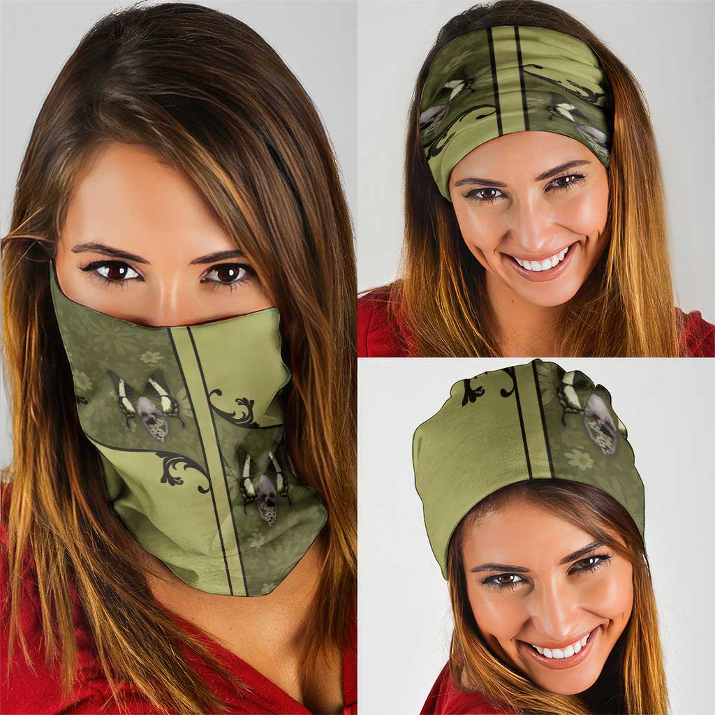 Western Gothic Yoke Neck Gaiter Retro Butterfly With Daisy Garden - Wonder Print Shop