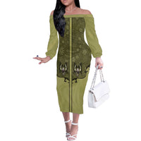 Western Gothic Yoke Off The Shoulder Long Sleeve Dress Retro Butterfly With Daisy Garden - Wonder Print Shop