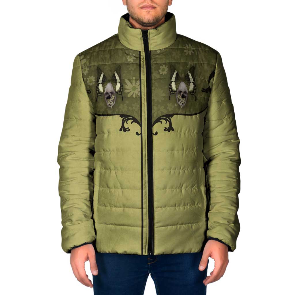 Western Gothic Yoke Padded Jacket Retro Butterfly With Daisy Garden - Wonder Print Shop