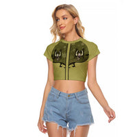 Western Gothic Yoke Raglan Cropped T Shirt Retro Butterfly With Daisy Garden - Wonder Print Shop