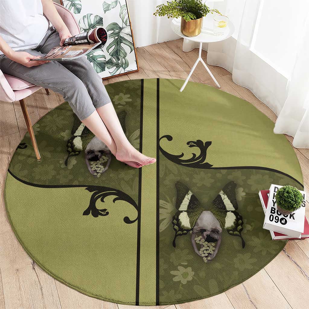 Western Gothic Yoke Round Carpet Retro Butterfly With Daisy Garden - Wonder Print Shop