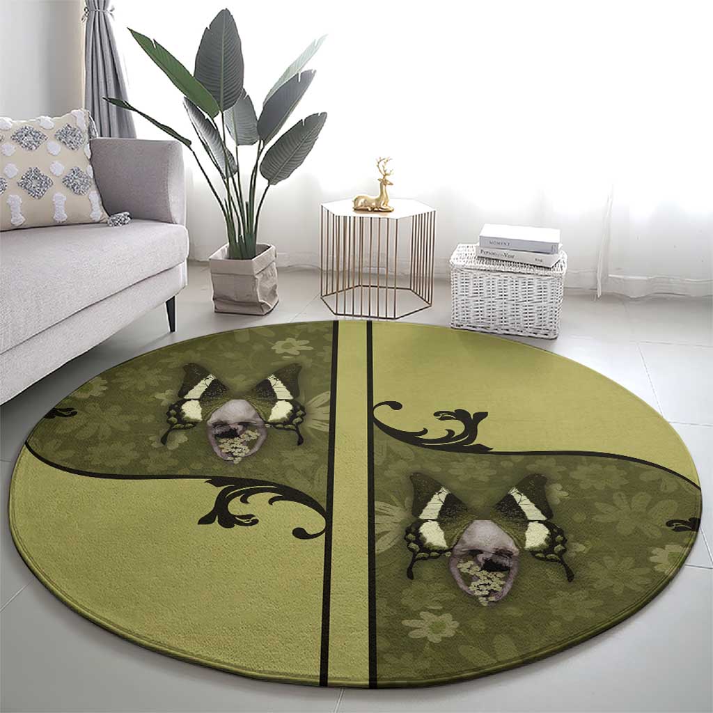 Western Gothic Yoke Round Carpet Retro Butterfly With Daisy Garden - Wonder Print Shop