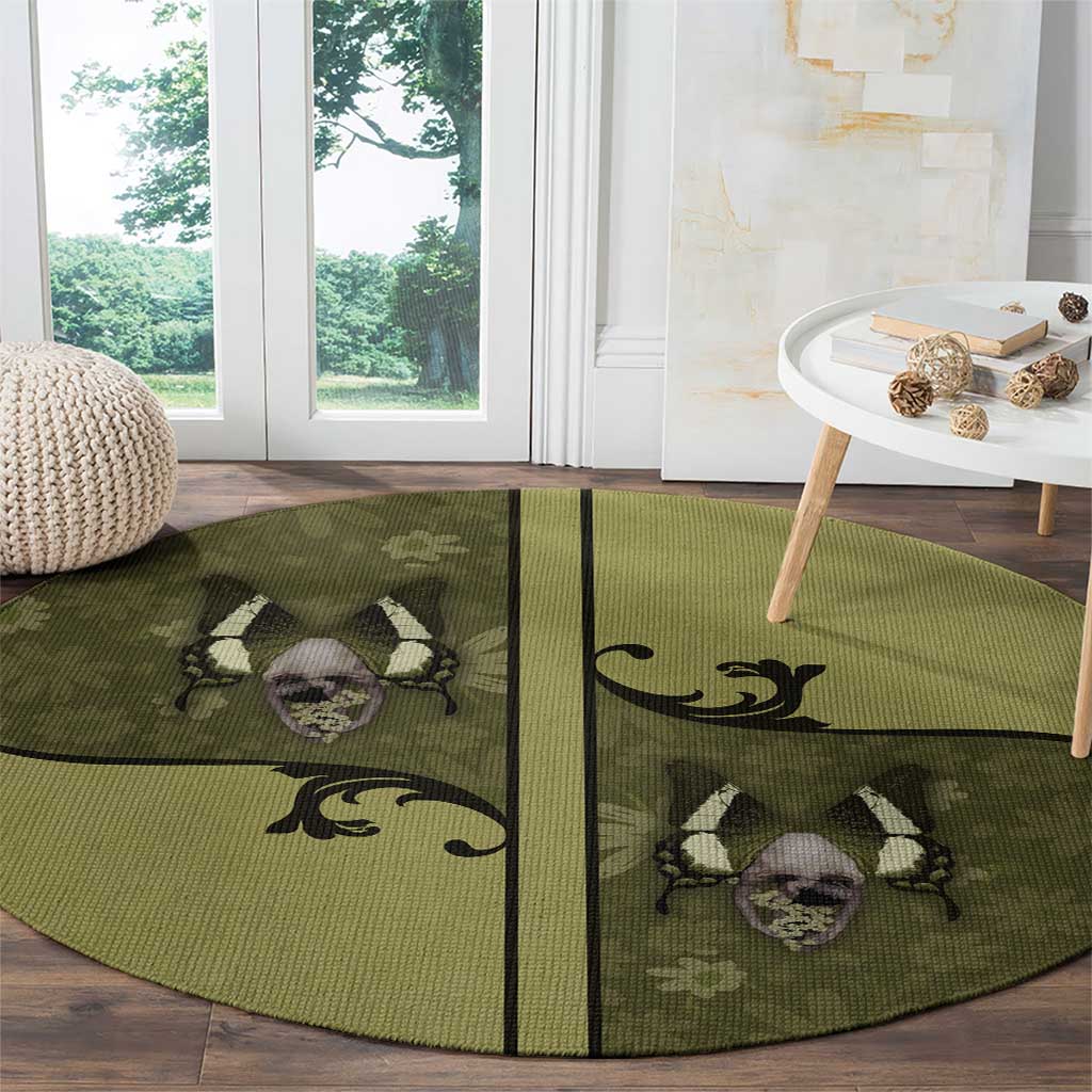 Western Gothic Yoke Round Carpet Retro Butterfly With Daisy Garden - Wonder Print Shop