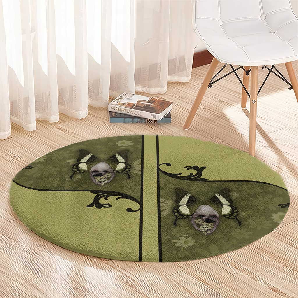Western Gothic Yoke Round Carpet Retro Butterfly With Daisy Garden - Wonder Print Shop