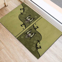 Western Gothic Yoke Rubber Doormat Retro Butterfly With Daisy Garden - Wonder Print Shop