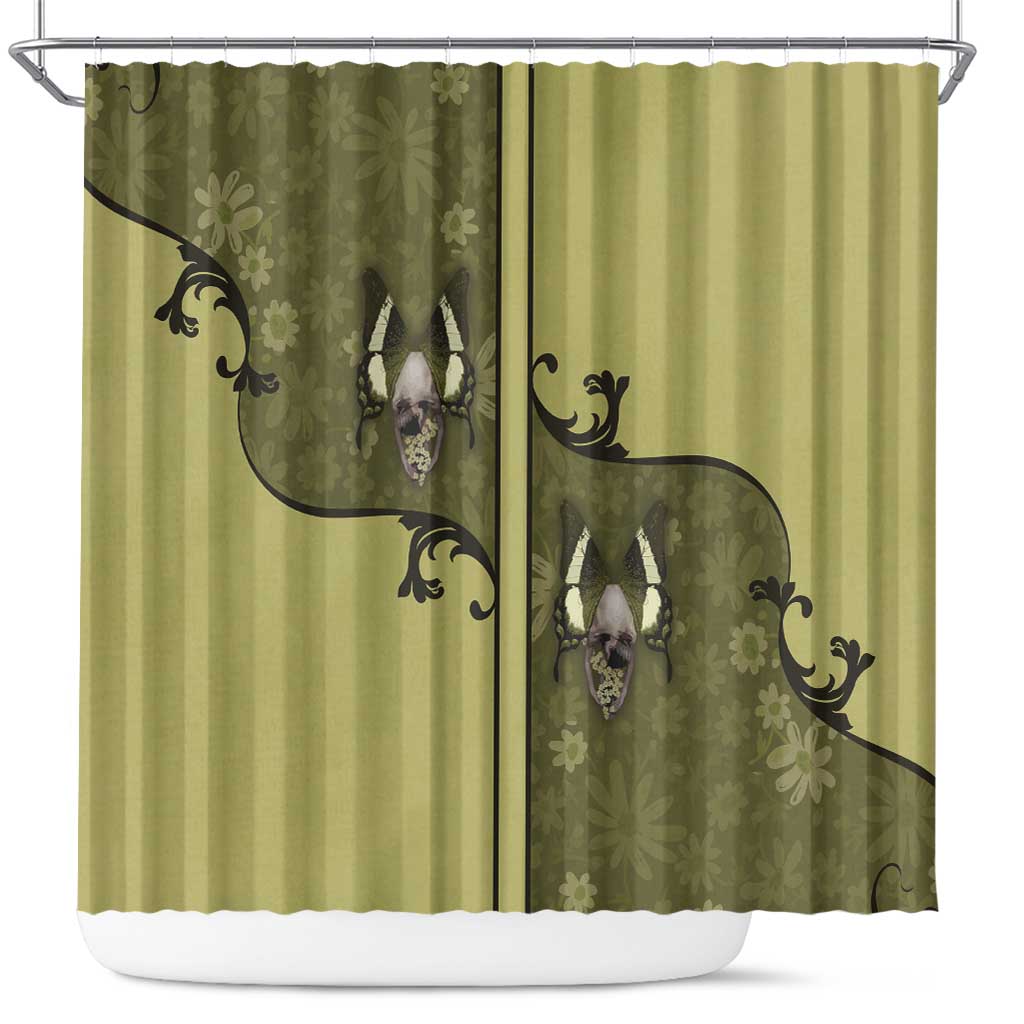 Western Gothic Yoke Shower Curtain Retro Butterfly With Daisy Garden - Wonder Print Shop