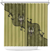 Western Gothic Yoke Shower Curtain Retro Butterfly With Daisy Garden - Wonder Print Shop