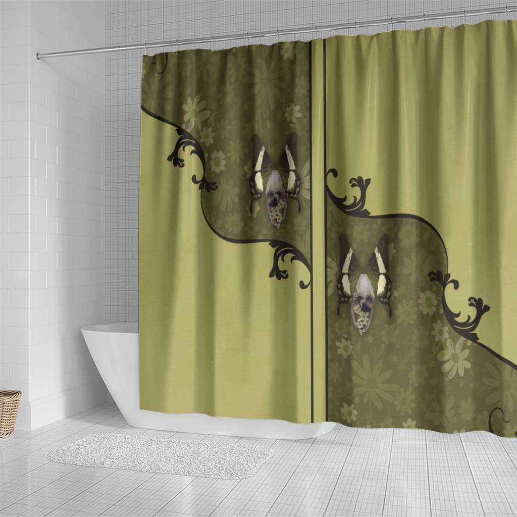 Western Gothic Yoke Shower Curtain Retro Butterfly With Daisy Garden - Wonder Print Shop