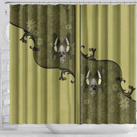 Western Gothic Yoke Shower Curtain Retro Butterfly With Daisy Garden - Wonder Print Shop