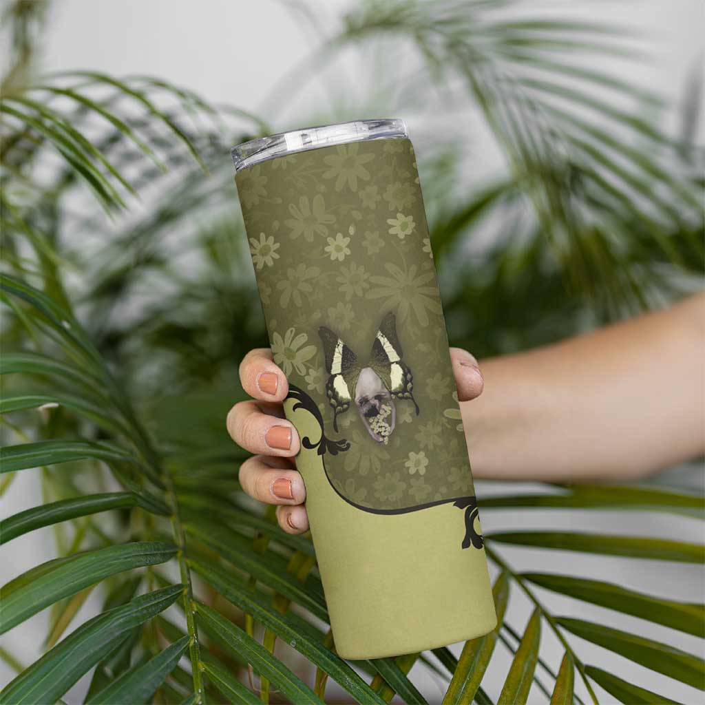 Western Gothic Yoke Skinny Tumbler Retro Butterfly With Daisy Garden - Wonder Print Shop