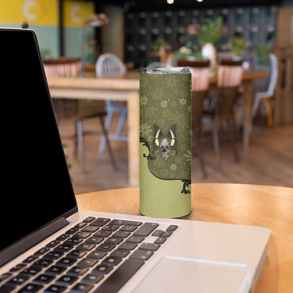 Western Gothic Yoke Skinny Tumbler Retro Butterfly With Daisy Garden - Wonder Print Shop