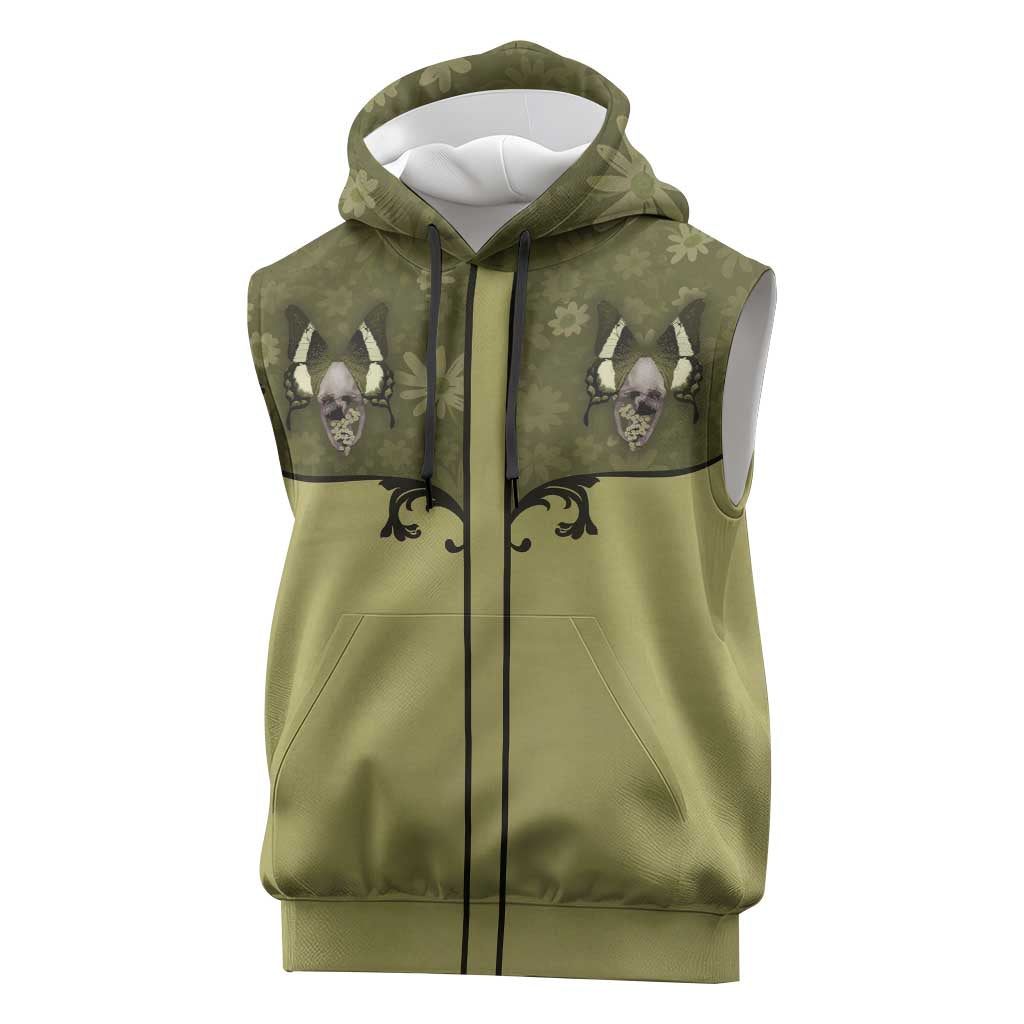 Western Gothic Yoke Sleeveless Hoodie Retro Butterfly With Daisy Garden - Wonder Print Shop