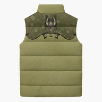 Western Gothic Yoke Sleeveless Puffer Jacket Retro Butterfly With Daisy Garden - Wonder Print Shop
