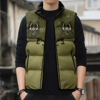 Western Gothic Yoke Sleeveless Puffer Jacket Retro Butterfly With Daisy Garden - Wonder Print Shop