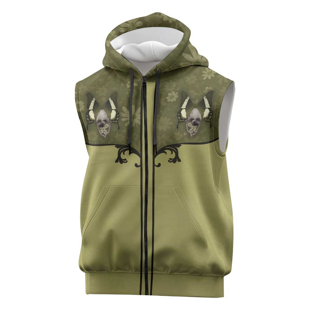 Western Gothic Yoke Sleeveless Zip Hoodie Retro Butterfly With Daisy Garden - Wonder Print Shop
