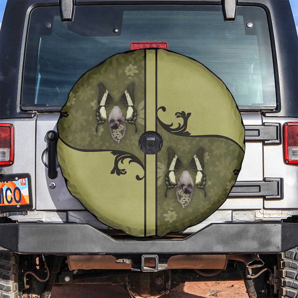 Western Gothic Yoke Spare Tire Cover Retro Butterfly With Daisy Garden - Wonder Print Shop