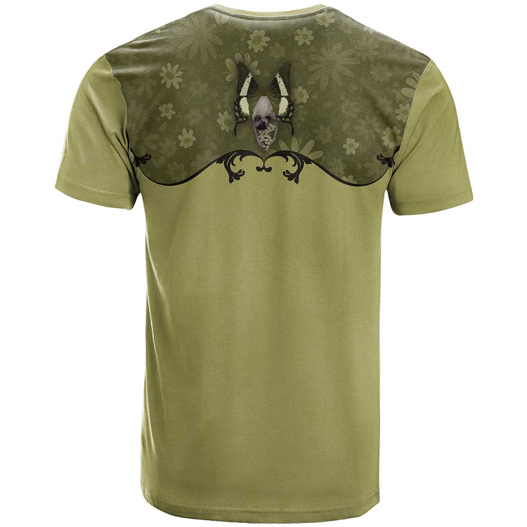 Western Gothic Yoke T Shirt Retro Butterfly With Daisy Garden - Wonder Print Shop