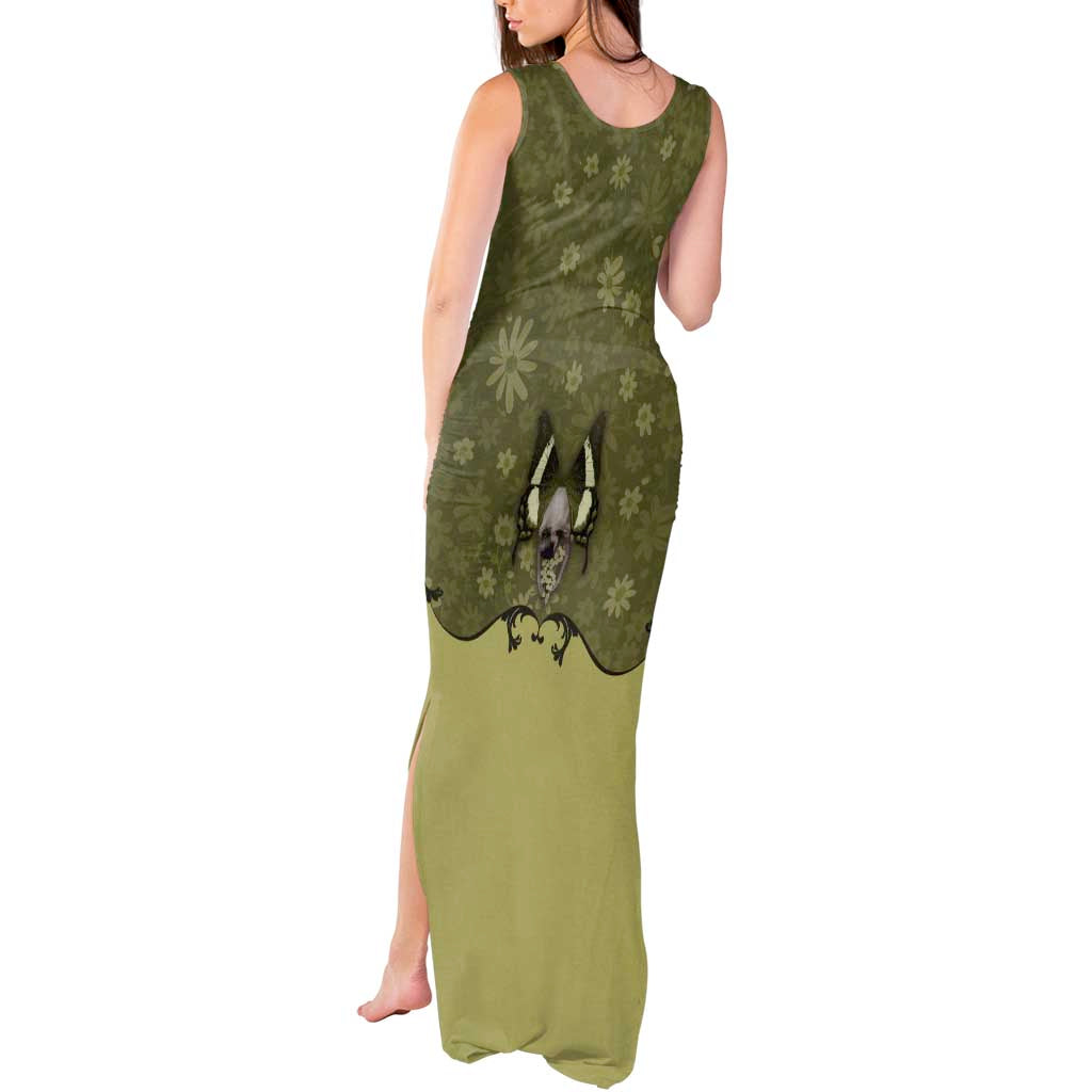 Western Gothic Yoke Tank Maxi Dress Retro Butterfly With Daisy Garden - Wonder Print Shop