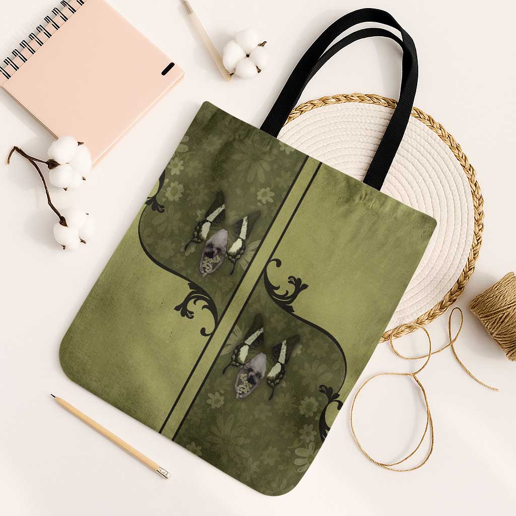 Western Gothic Yoke Tote Bag Retro Butterfly With Daisy Garden - Wonder Print Shop