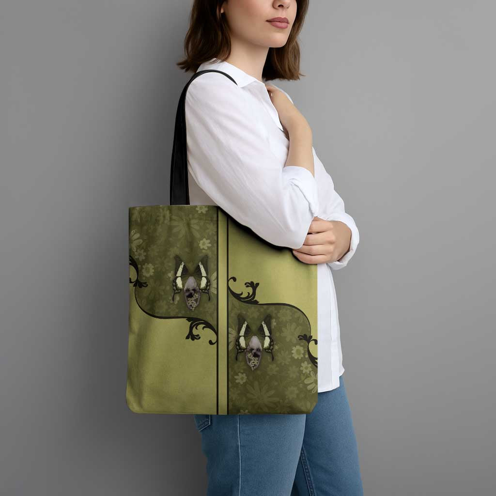 Western Gothic Yoke Tote Bag Retro Butterfly With Daisy Garden - Wonder Print Shop