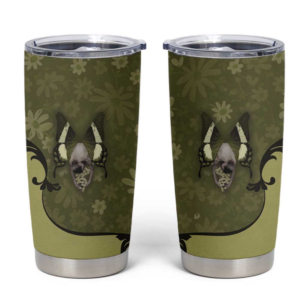 Western Gothic Yoke Tumbler Cup Retro Butterfly With Daisy Garden - Wonder Print Shop