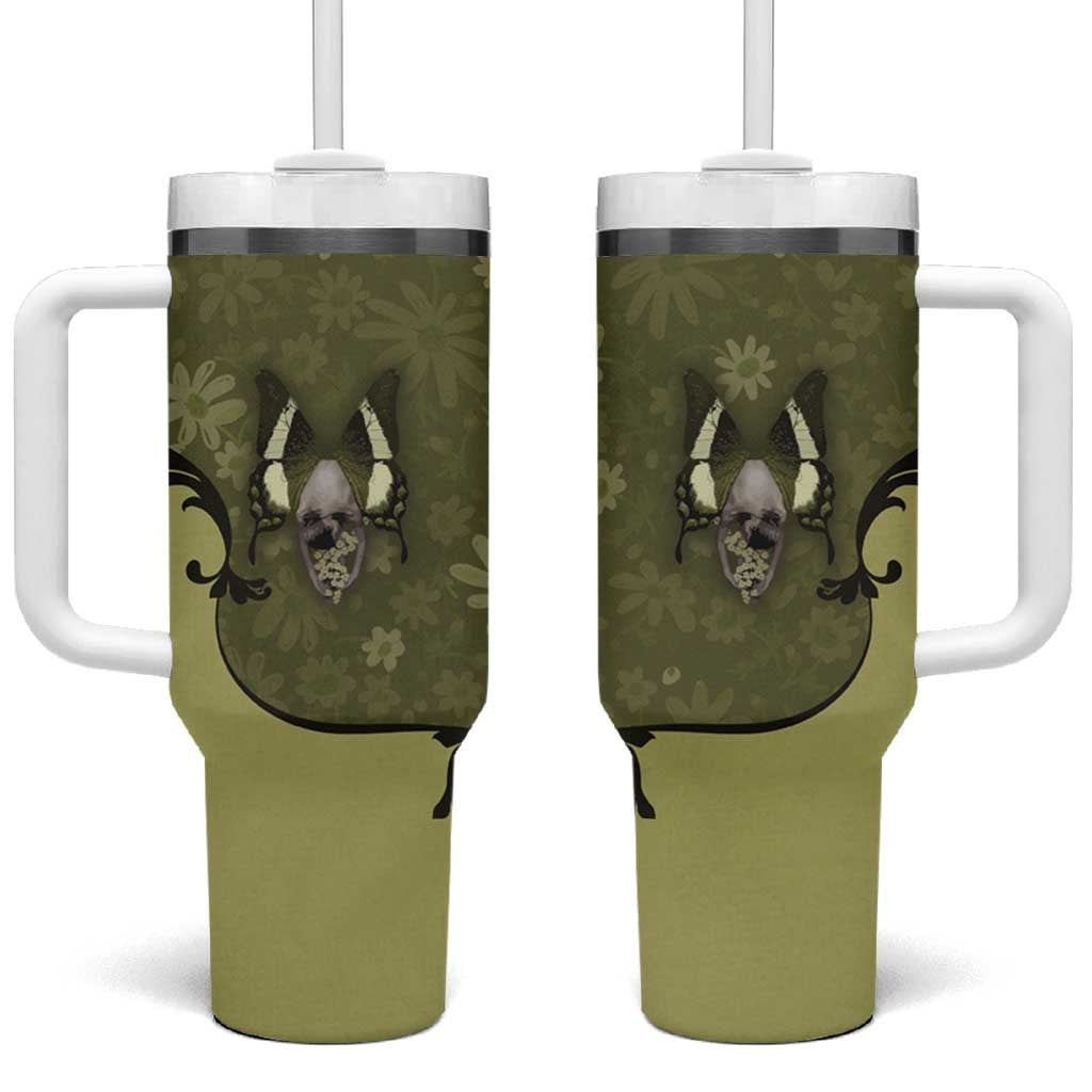 Western Gothic Yoke Tumbler With Handle Retro Butterfly With Daisy Garden - Wonder Print Shop
