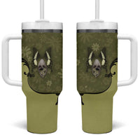 Western Gothic Yoke Tumbler With Handle Retro Butterfly With Daisy Garden - Wonder Print Shop