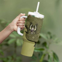 Western Gothic Yoke Tumbler With Handle Retro Butterfly With Daisy Garden - Wonder Print Shop