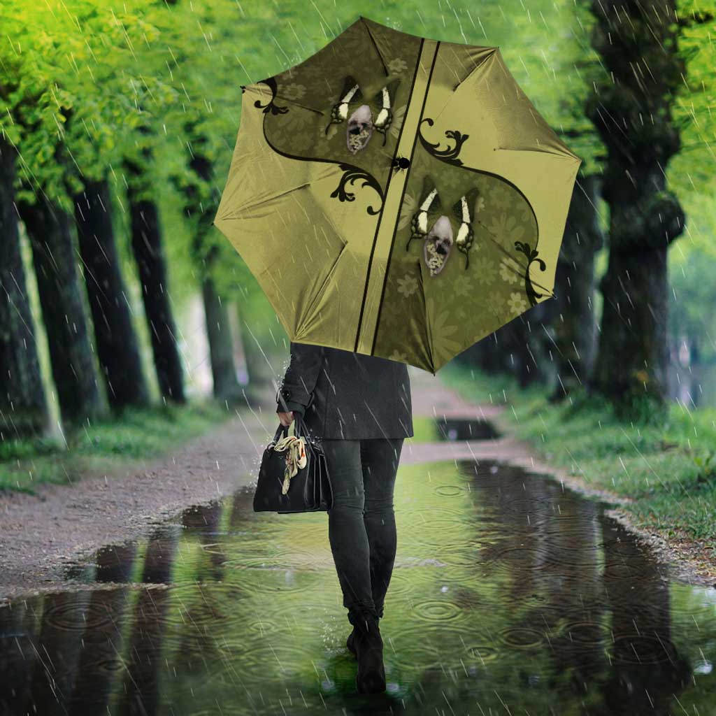 Western Gothic Yoke Umbrella Retro Butterfly With Daisy Garden - Wonder Print Shop
