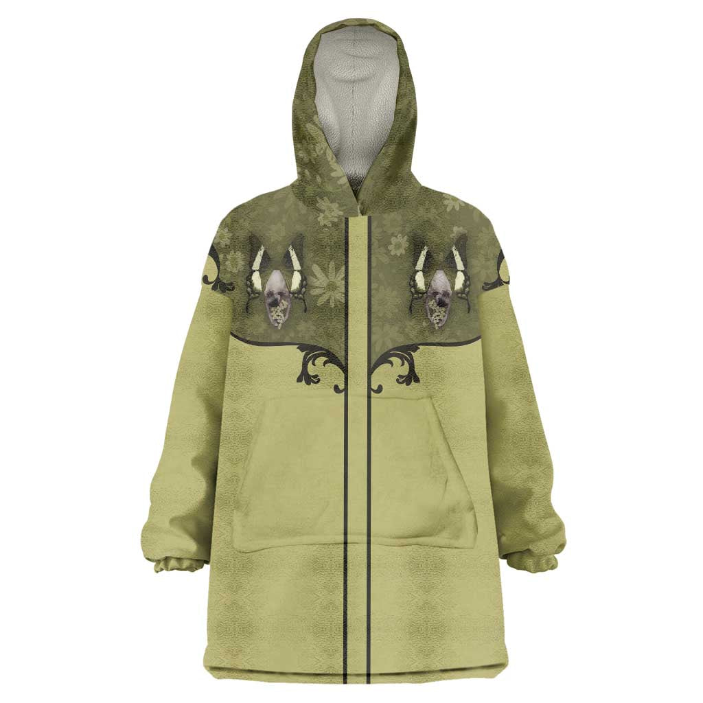 Western Gothic Yoke Wearable Blanket Hoodie Retro Butterfly With Daisy Garden - Wonder Print Shop