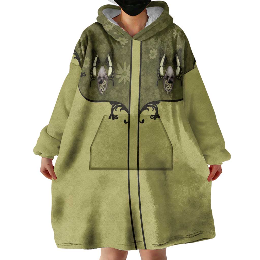 Western Gothic Yoke Wearable Blanket Hoodie Retro Butterfly With Daisy Garden - Wonder Print Shop