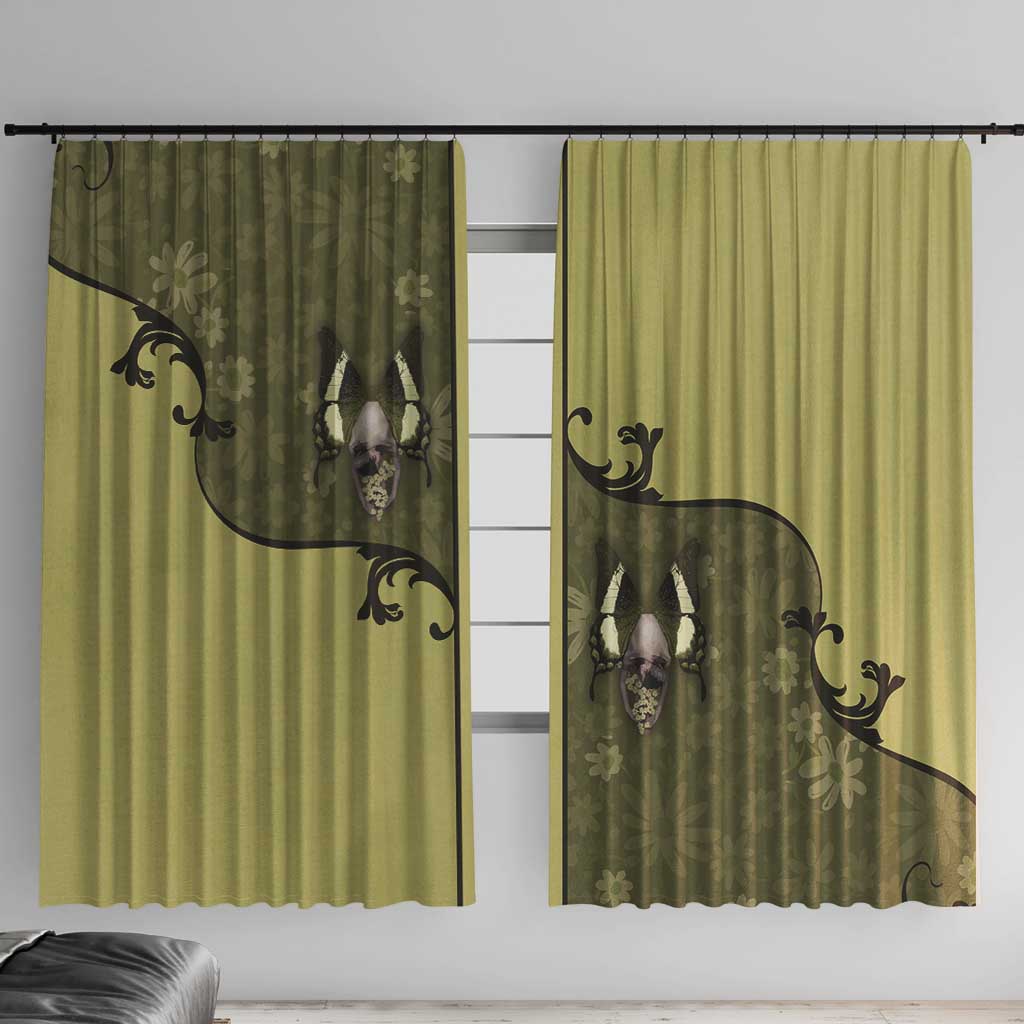 Western Gothic Yoke Window Curtain Retro Butterfly With Daisy Garden - Wonder Print Shop