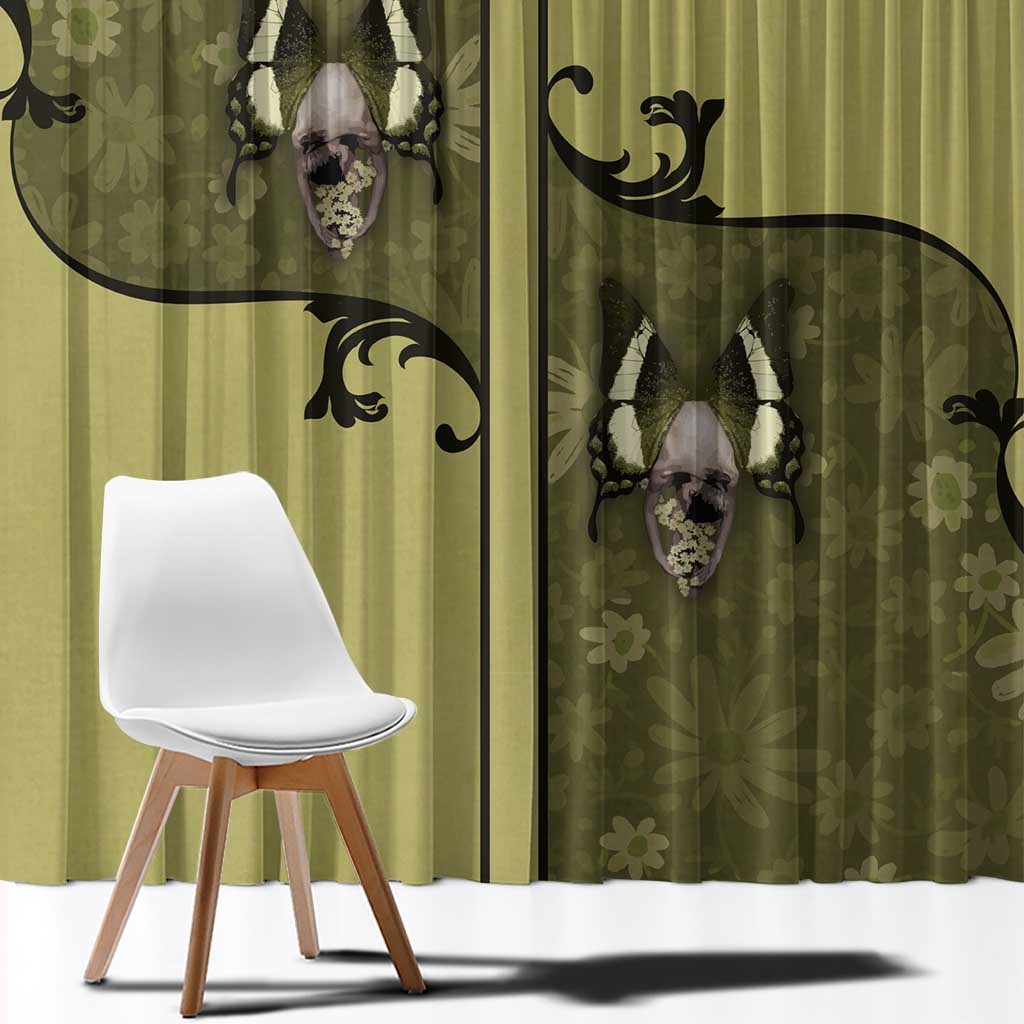 Western Gothic Yoke Window Curtain Retro Butterfly With Daisy Garden - Wonder Print Shop