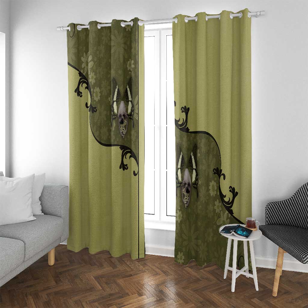Western Gothic Yoke Window Curtain Retro Butterfly With Daisy Garden - Wonder Print Shop