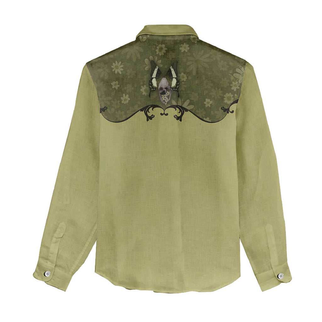 Western Gothic Yoke Women Casual Shirt Retro Butterfly With Daisy Garden - Wonder Print Shop