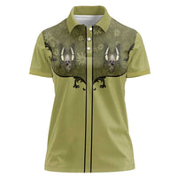 Western Gothic Yoke Women Polo Shirt Retro Butterfly With Daisy Garden - Wonder Print Shop