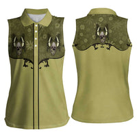 Western Gothic Yoke Women Sleeveless Polo Shirt Retro Butterfly With Daisy Garden - Wonder Print Shop