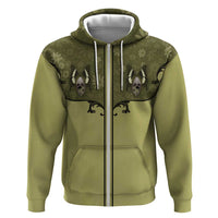 Western Gothic Yoke Zip Hoodie Retro Butterfly With Daisy Garden - Wonder Print Shop
