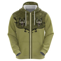 Western Gothic Yoke Zip Hoodie Retro Butterfly With Daisy Garden - Wonder Print Shop