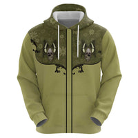 Western Gothic Yoke Zip Hoodie Retro Butterfly With Daisy Garden - Wonder Print Shop