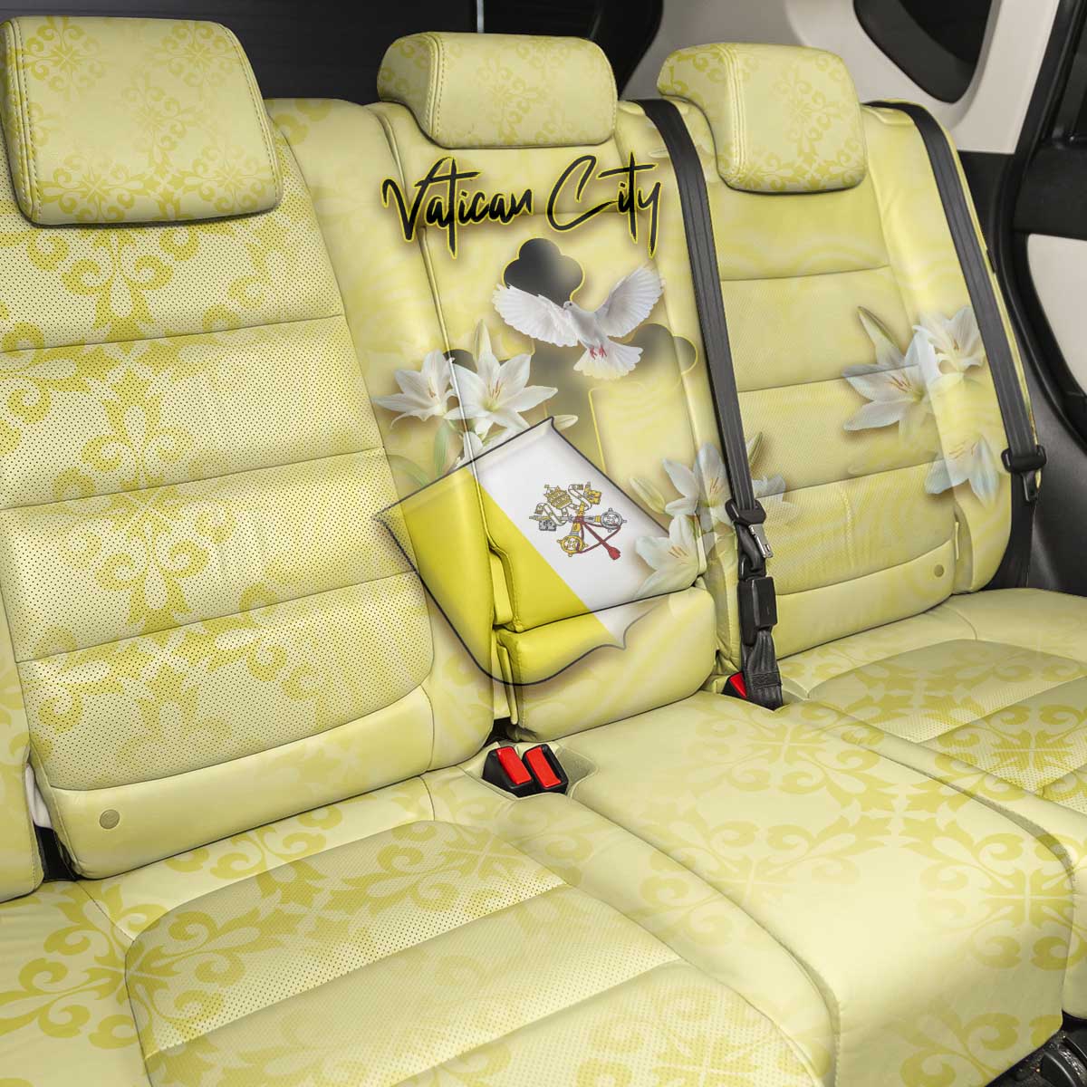 Vatican City Back Car Seat Cover Coat Of Arms With Dove Bird - Wonder Print Shop
