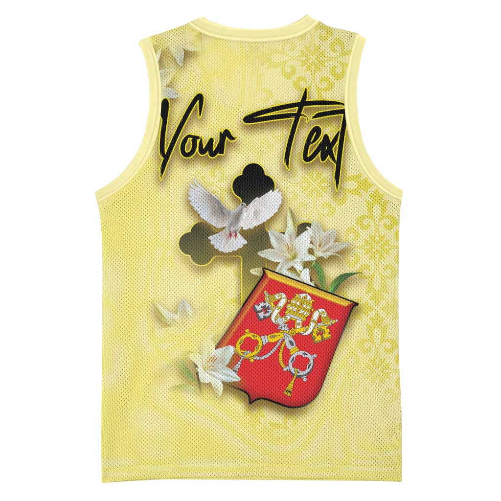 Personalized Vatican City Basketball Jersey Coat Of Arms With Dove Bird - Wonder Print Shop