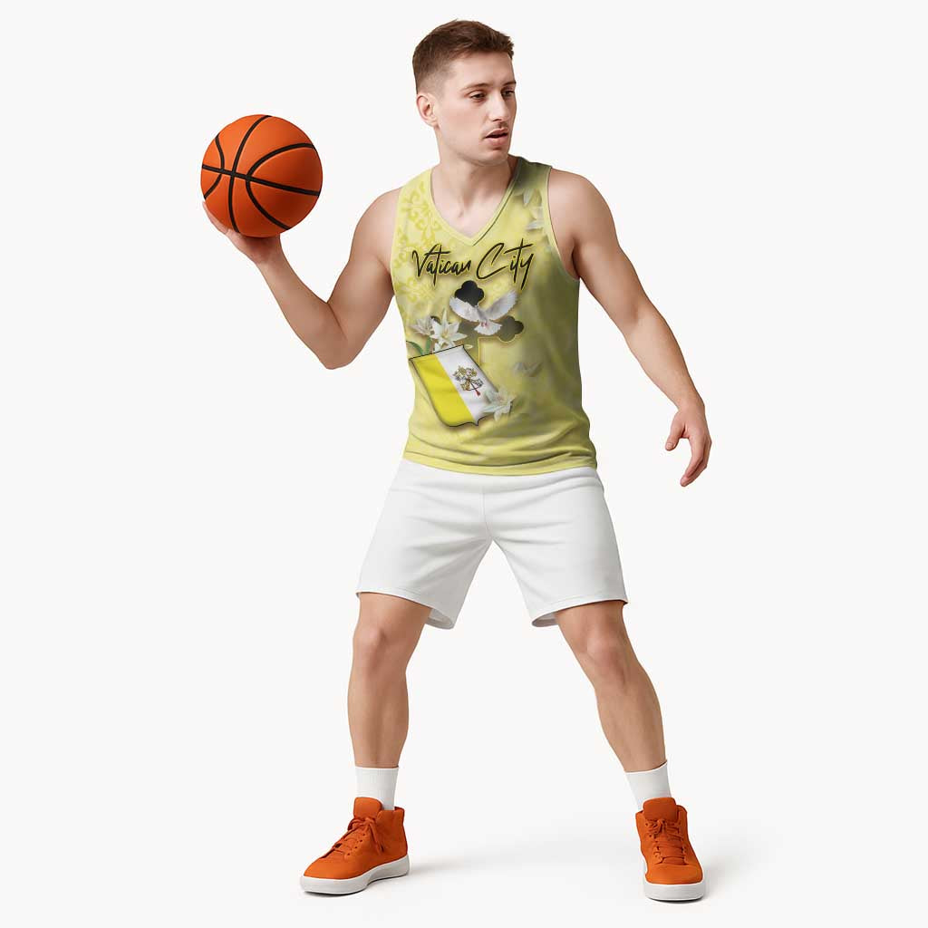 Personalized Vatican City Basketball Jersey Coat Of Arms With Dove Bird - Wonder Print Shop