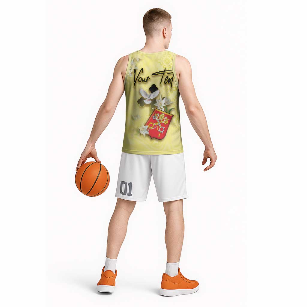 Personalized Vatican City Basketball Jersey Coat Of Arms With Dove Bird - Wonder Print Shop
