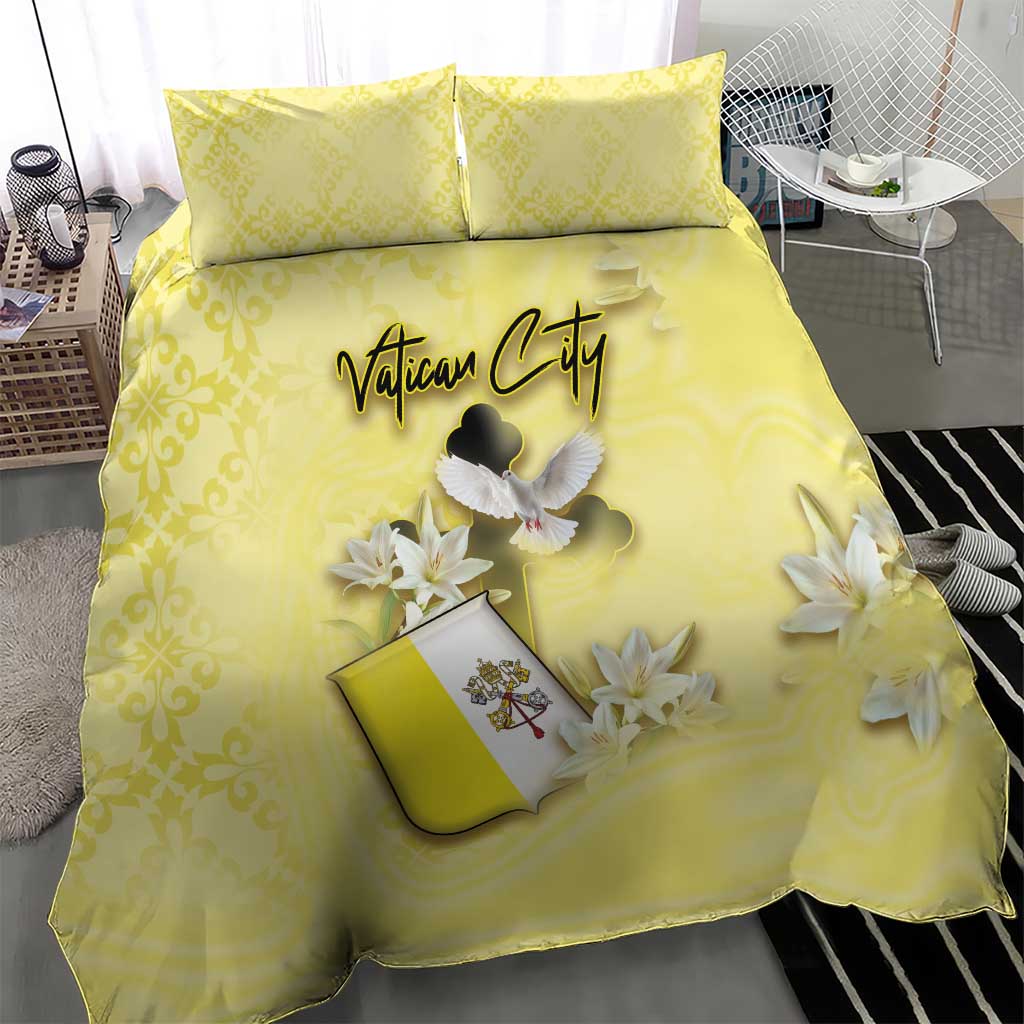 Vatican City Bedding Set Coat Of Arms With Dove Bird - Wonder Print Shop
