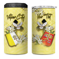 Personalized Vatican City 4 in 1 Can Cooler Tumbler Coat Of Arms With Dove Bird - Wonder Print Shop
