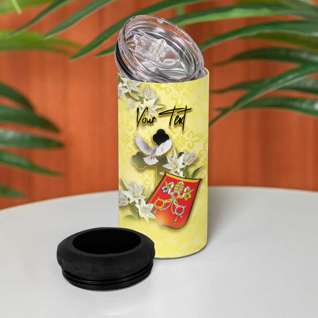 Personalized Vatican City 4 in 1 Can Cooler Tumbler Coat Of Arms With Dove Bird - Wonder Print Shop