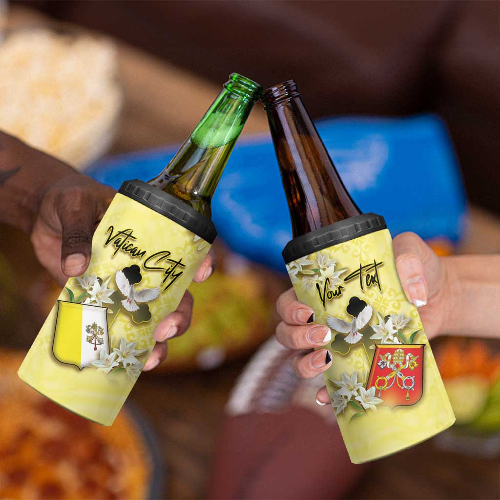 Personalized Vatican City 4 in 1 Can Cooler Tumbler Coat Of Arms With Dove Bird - Wonder Print Shop