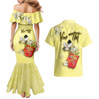 Personalized Vatican City Couples Matching Mermaid Dress and Hawaiian Shirt Coat Of Arms With Dove Bird - Wonder Print Shop